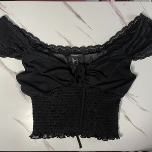 Forever 21 Off Shoulder Trim Knot Front top